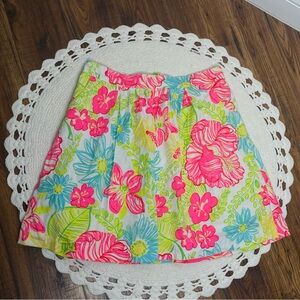 Lilly Pulitzer pleated A-line skirt “Neon Hibiscus" floral print pockets Size 12
